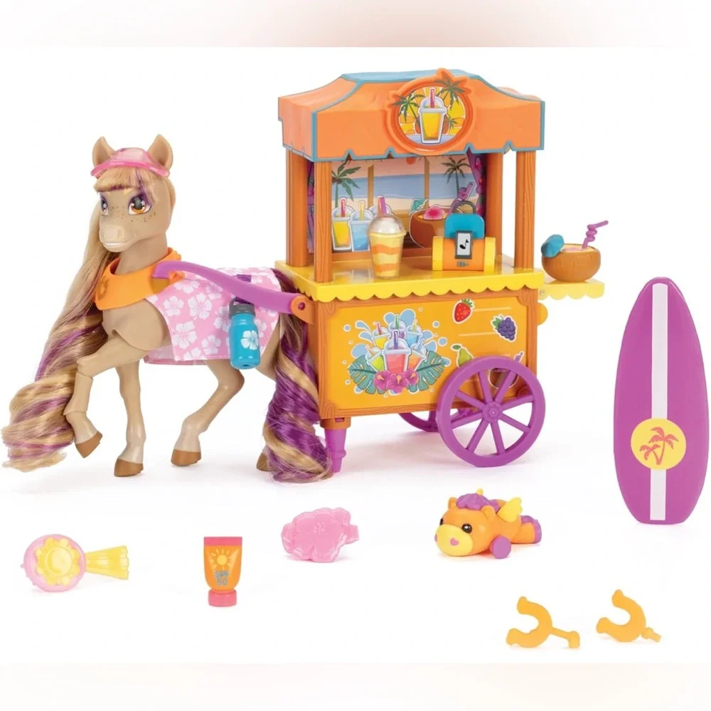 Wild Manes portable pony & surf side snack shop cart NEW poseable ponies